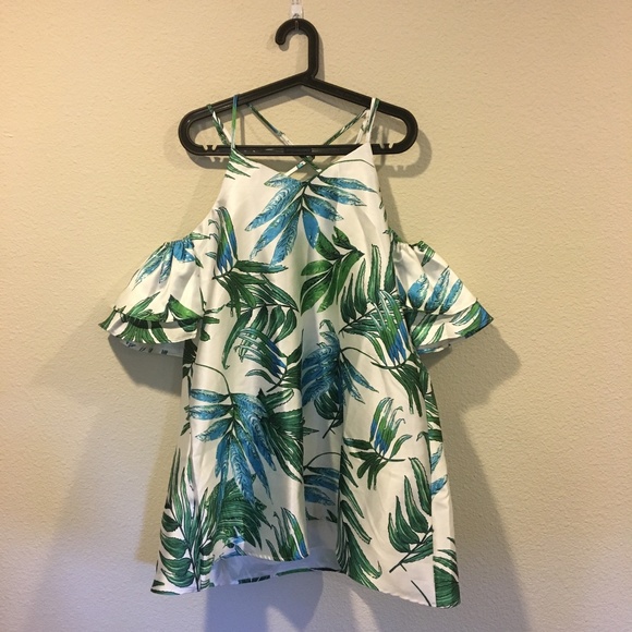 A. Peach Dresses - NWT A. Peach criss cross off shoulder palm dress A. Peach Dresses - NWT A. Peach criss cross off shoulder palm dress