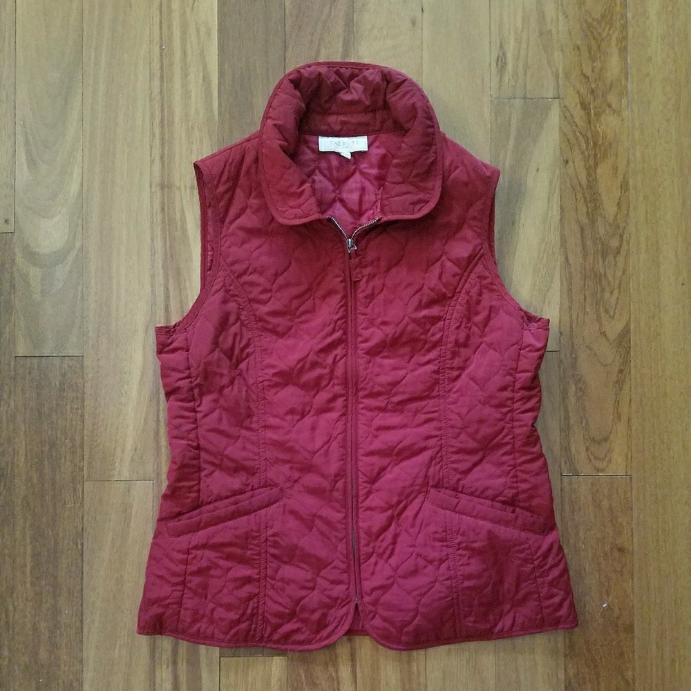Talbots Red Quilted Vest Shell