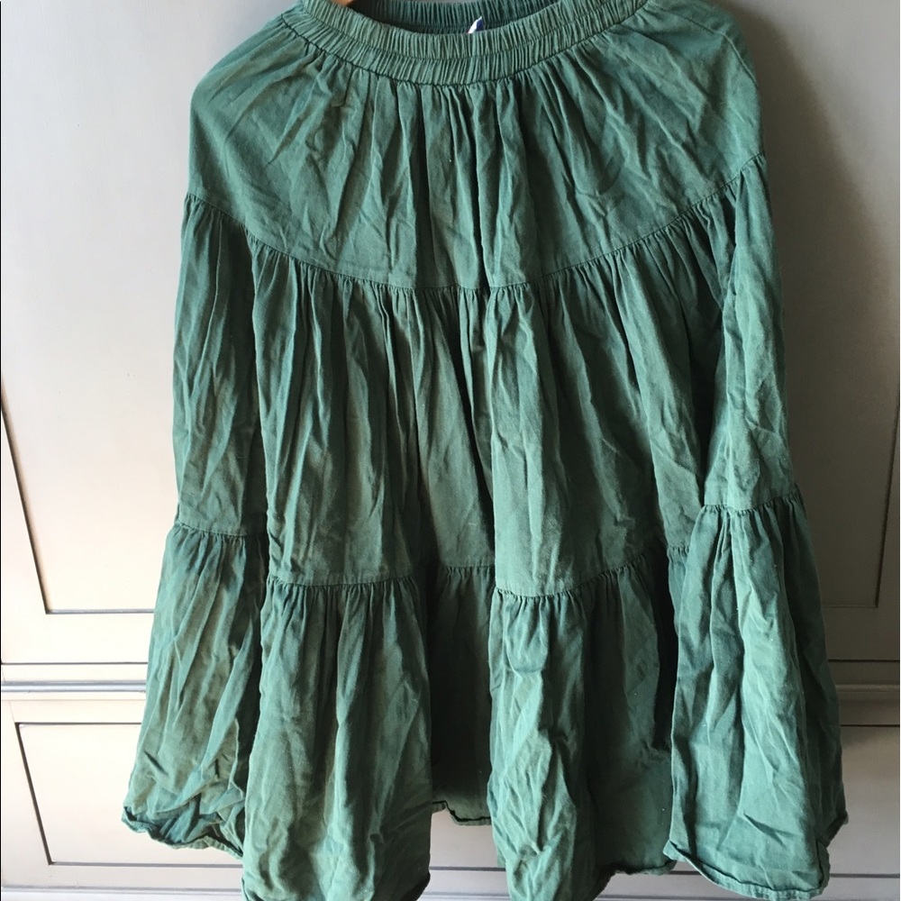 Long Forest Green Peasant Skirt