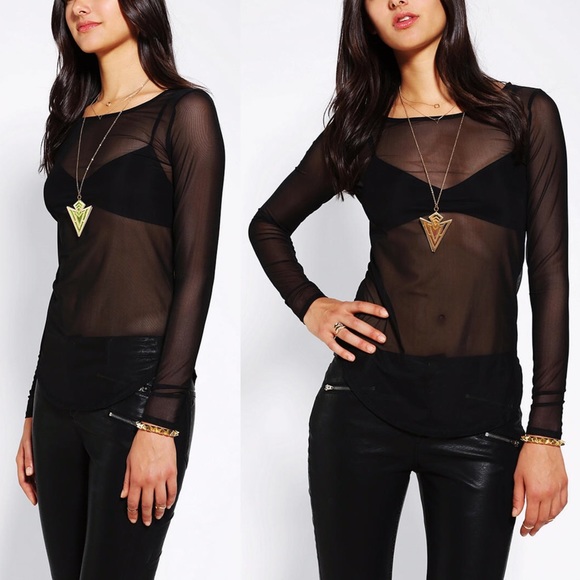 Urban Outfitters Tops - UO Silence + Noise Irezumi Black Mesh Long Sleeve