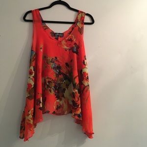 Mystique red orange floral tank