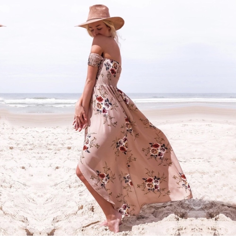 off the shoulder maxi dress