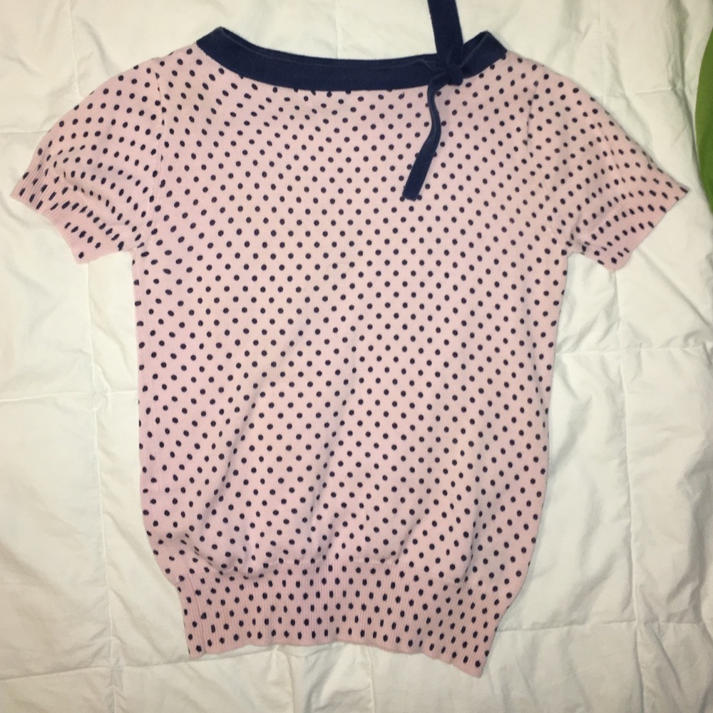 Mark Jacobs Pink and navy pika dotted shirt