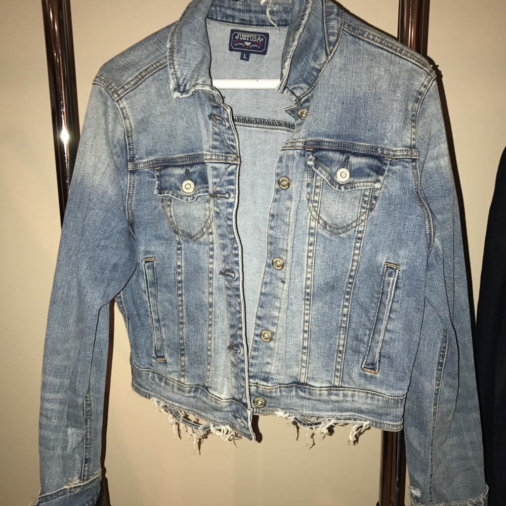 Distressed jean jacket