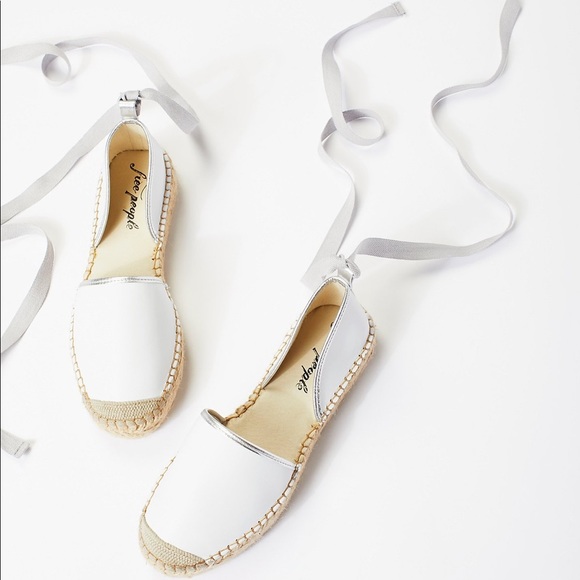 Free People Shoes - NEW Free People White Leather Paradise Espadrille