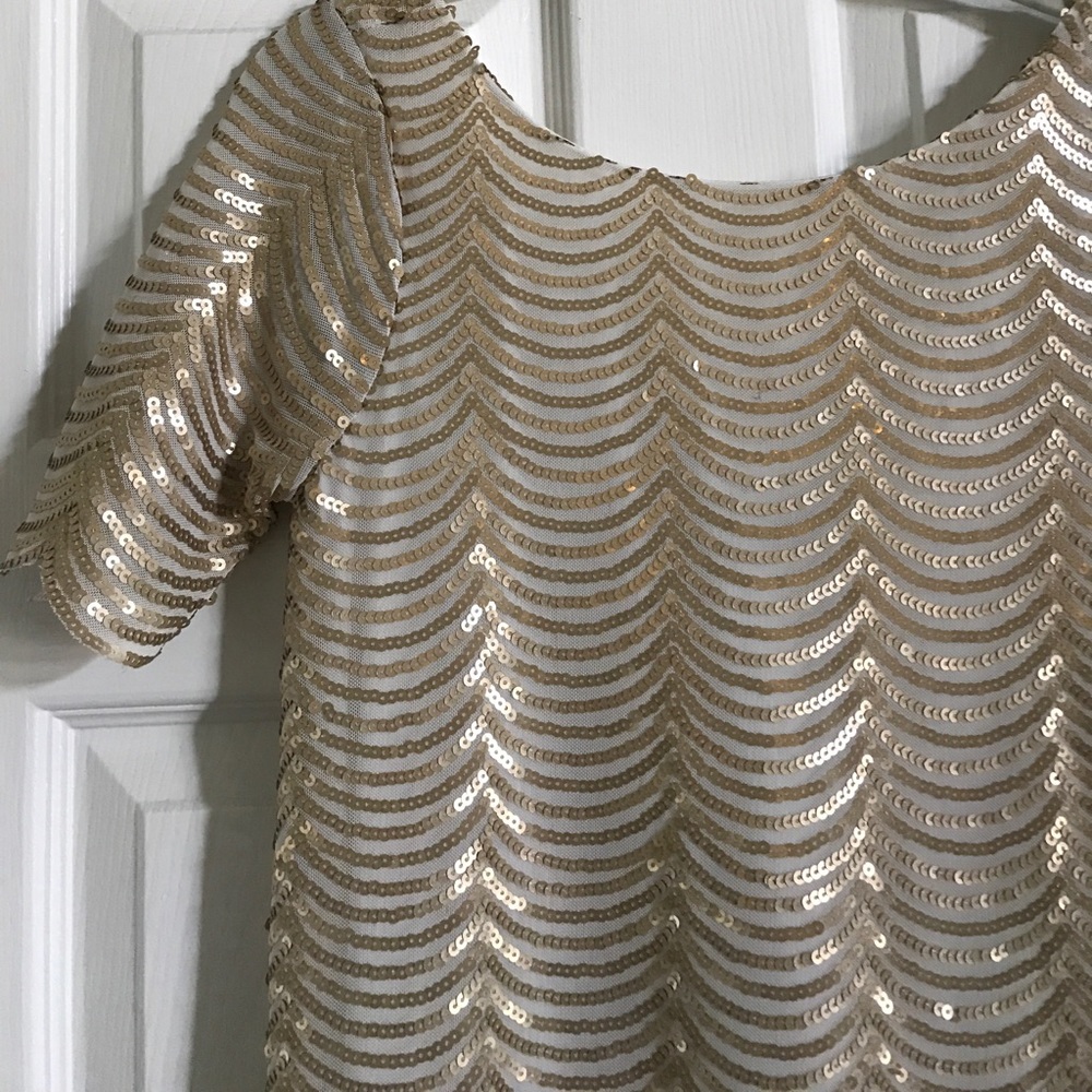 Scalloped Gold Sequin Dress