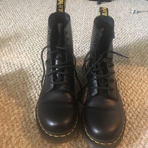 Black, leather Dr. Martens boots.