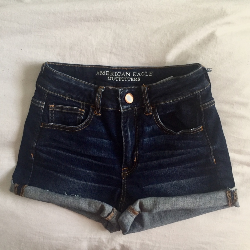 AEO denim hi-rise shortie dark