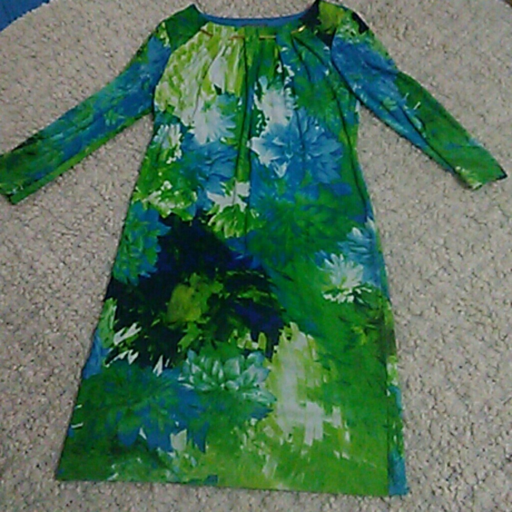 Watercolor floral sheath dress.