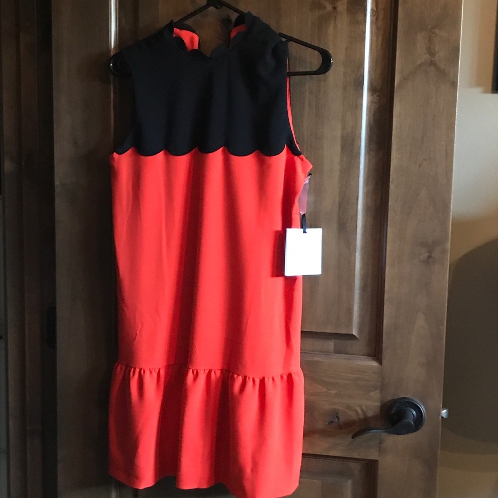 Victoria Beckham new orange and black dress