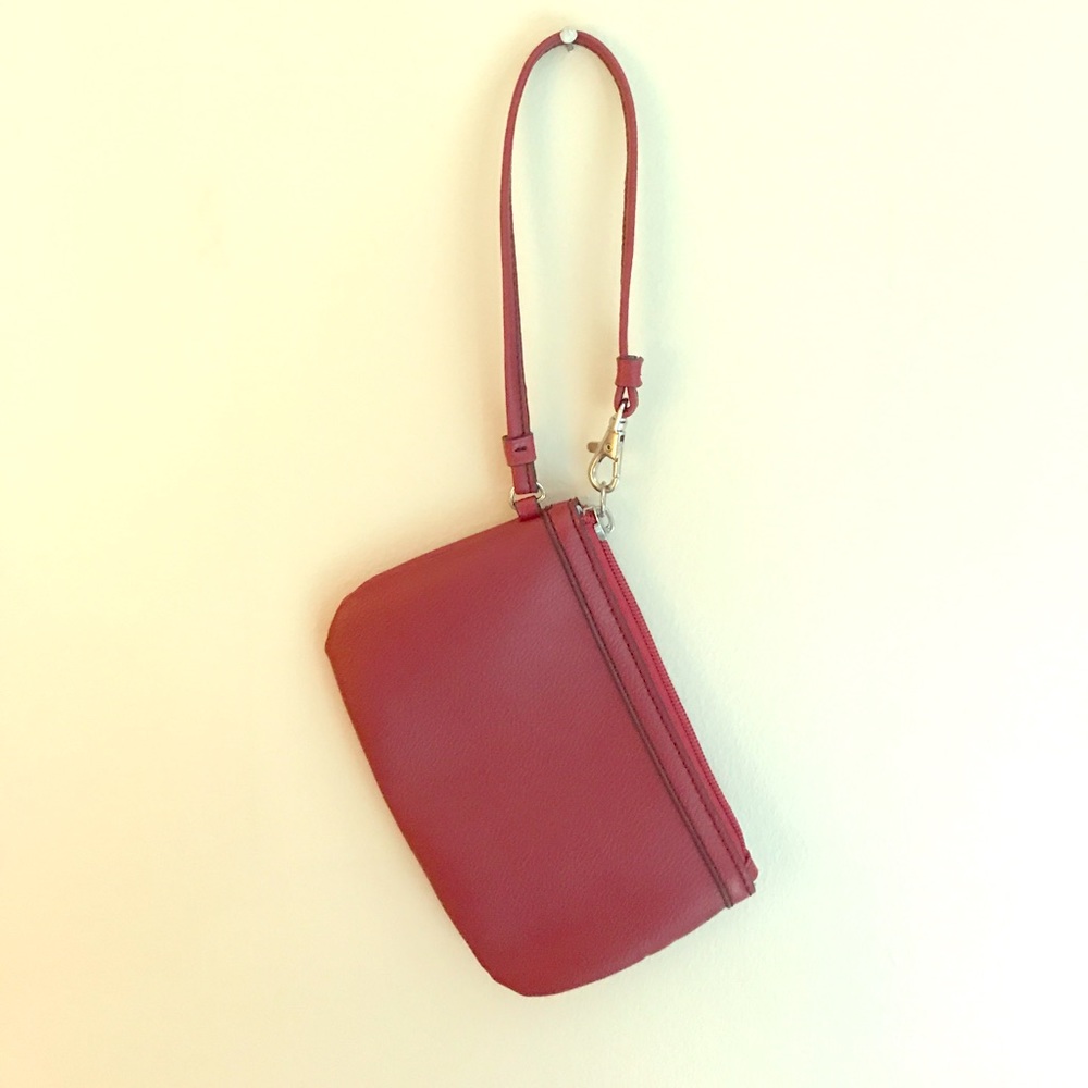 Red leather wristlet