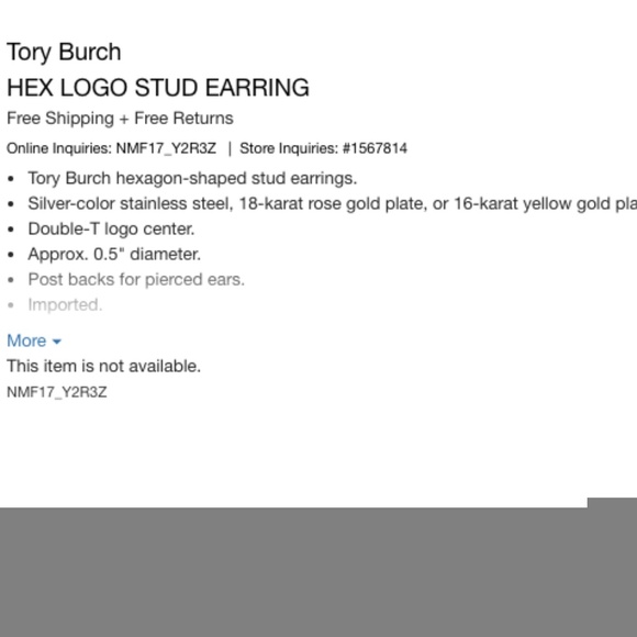 TORY BURCH HEX-LOGO STUD EARRING - Picture 5 of 6