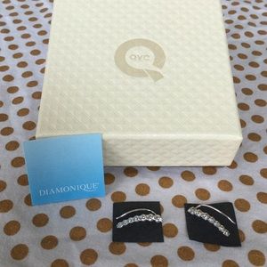 NWT Diamonique half moon earrings!