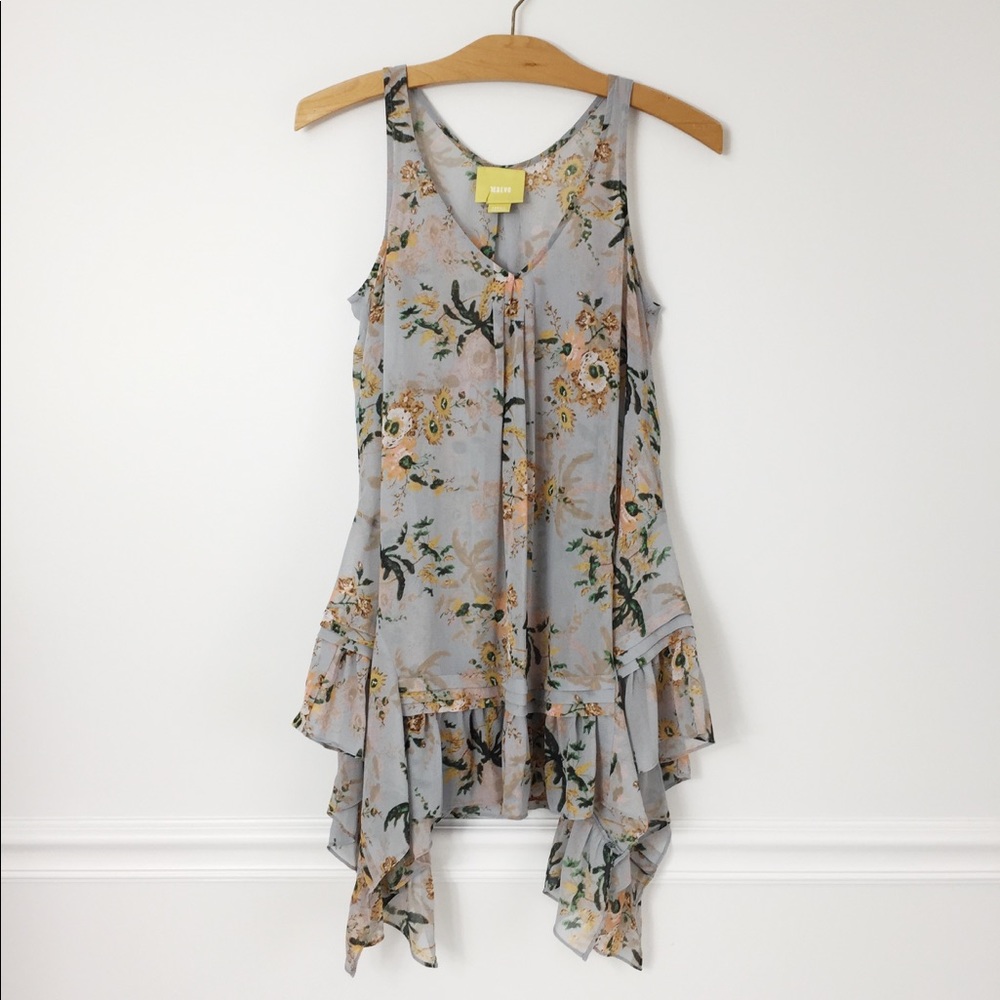 Anthropologie Magda Ruffle Floral Tunic Tank Top