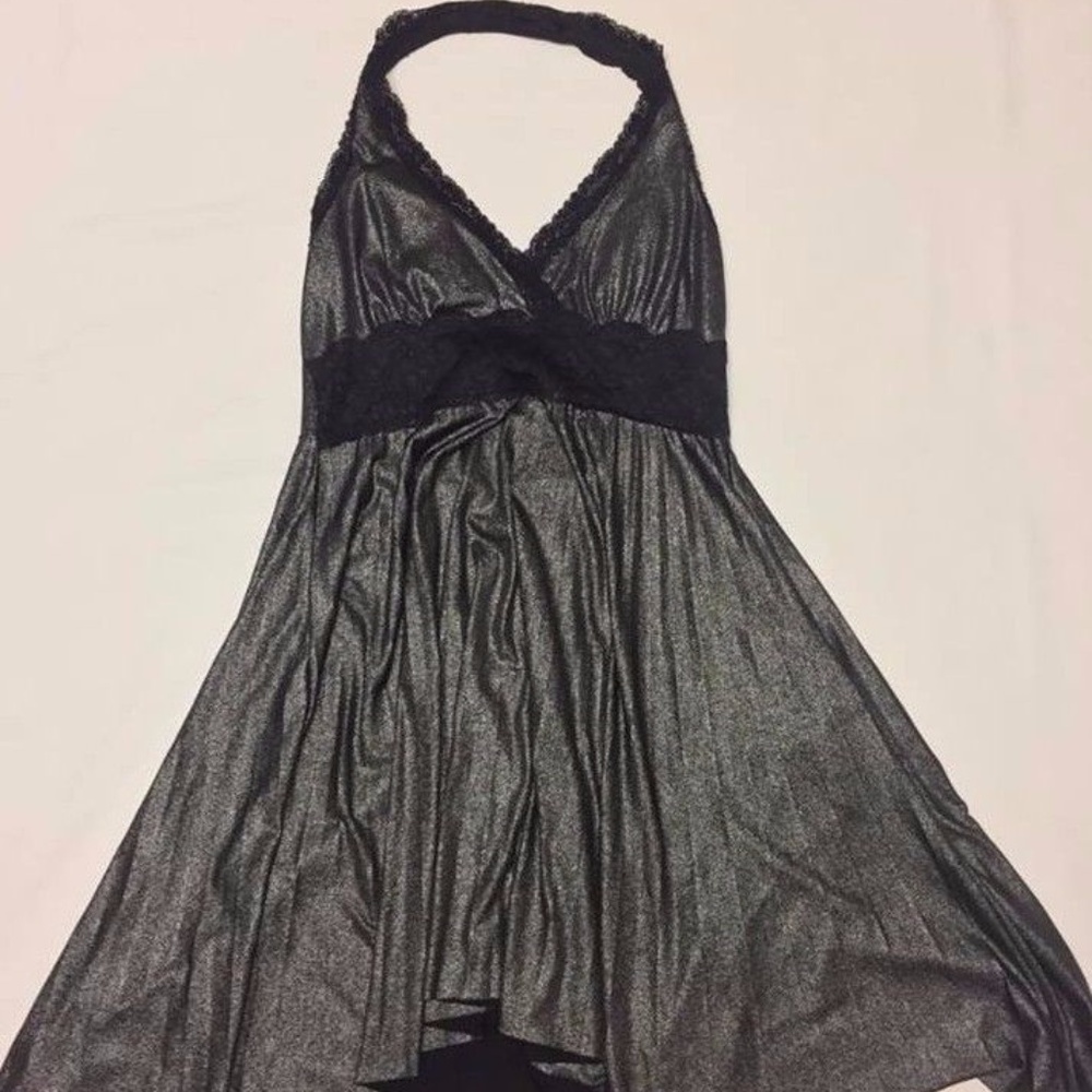 Taboo Silver Shiny Cocktail Halter Dress Size S