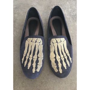 Mara & Mine Jen Skull Slipper - Navy and Gold 39
