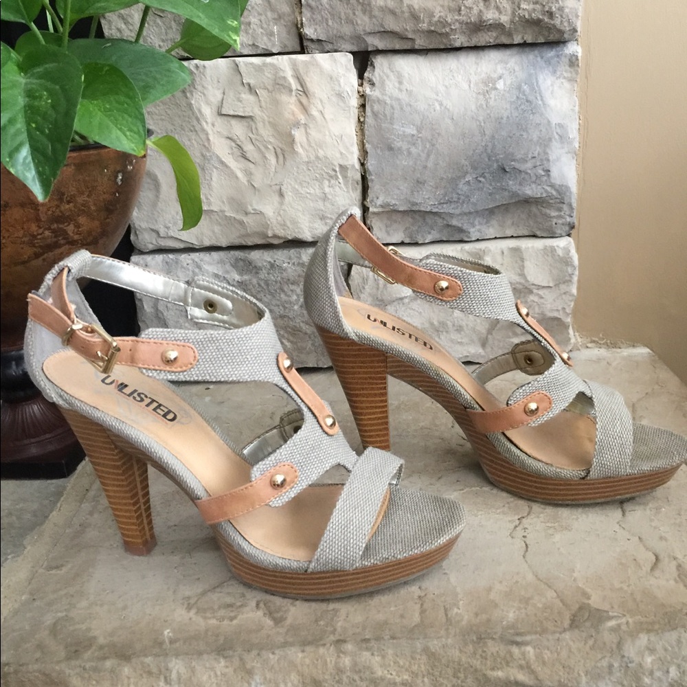 Twill heeled sandal