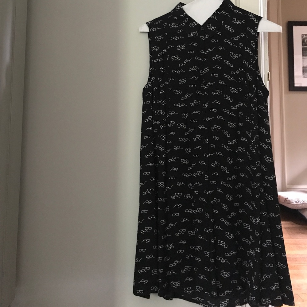 Black dress with sunglasses pattern