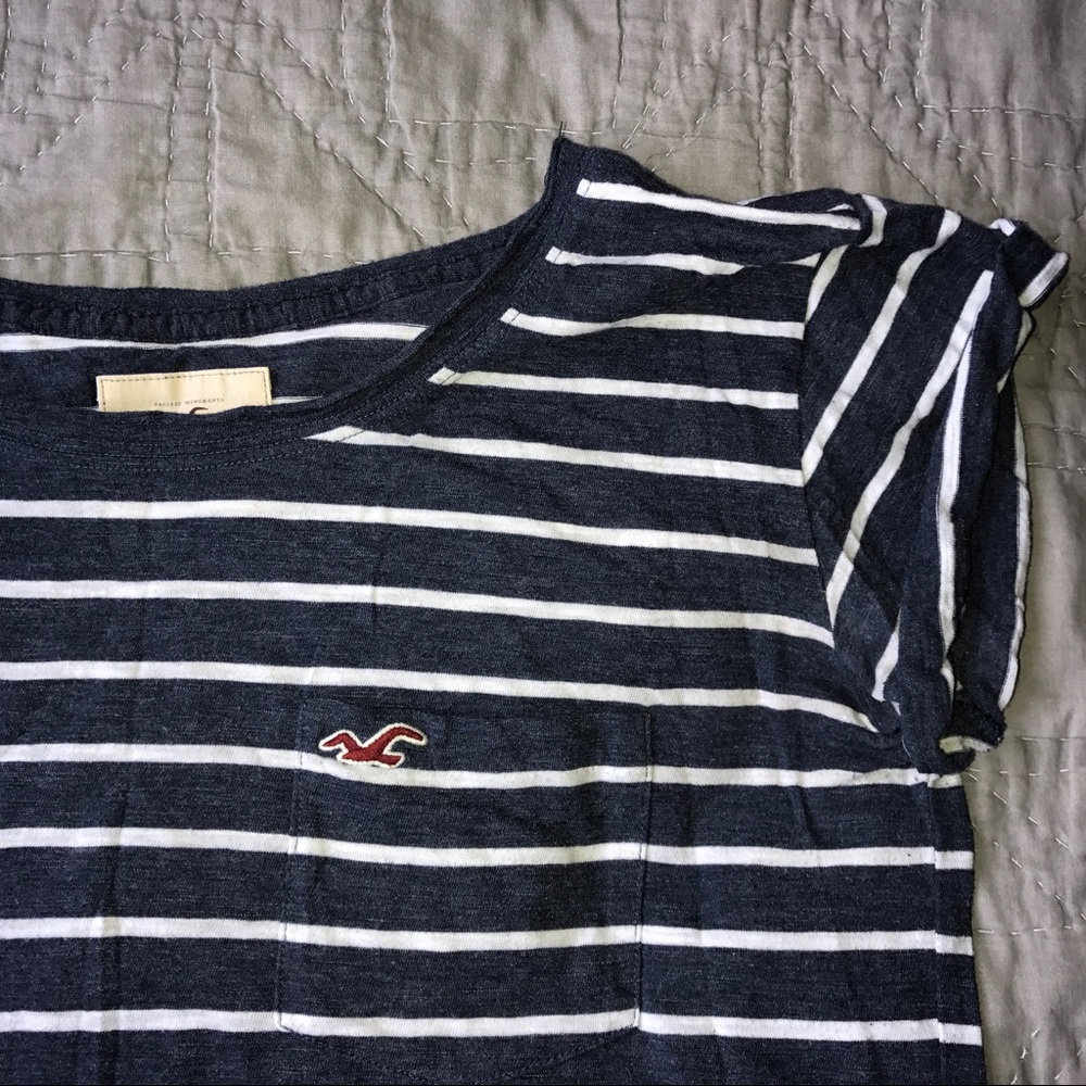 Navy and white striped top