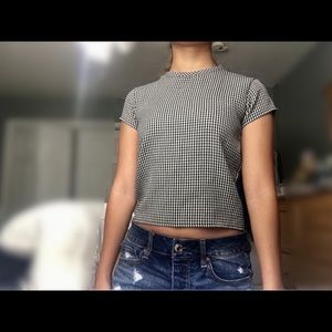 Checkered Semi-Crop Top