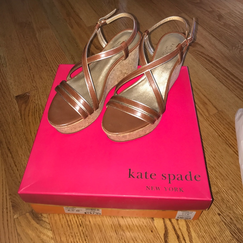 NIB Kate Spade wedges 8.5 vacchetta