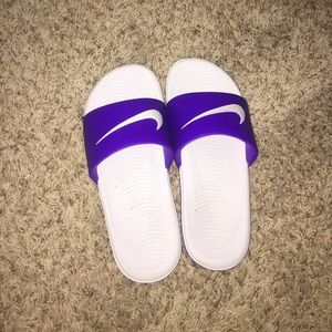 Purple Nike soccer slides!