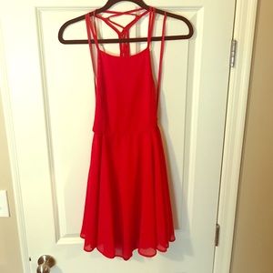 LuLu's Good Deeds Red Lace-Up Dress
