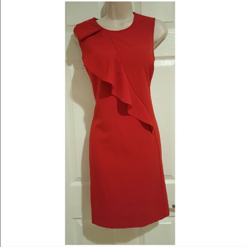 Nine West red ruffle dress