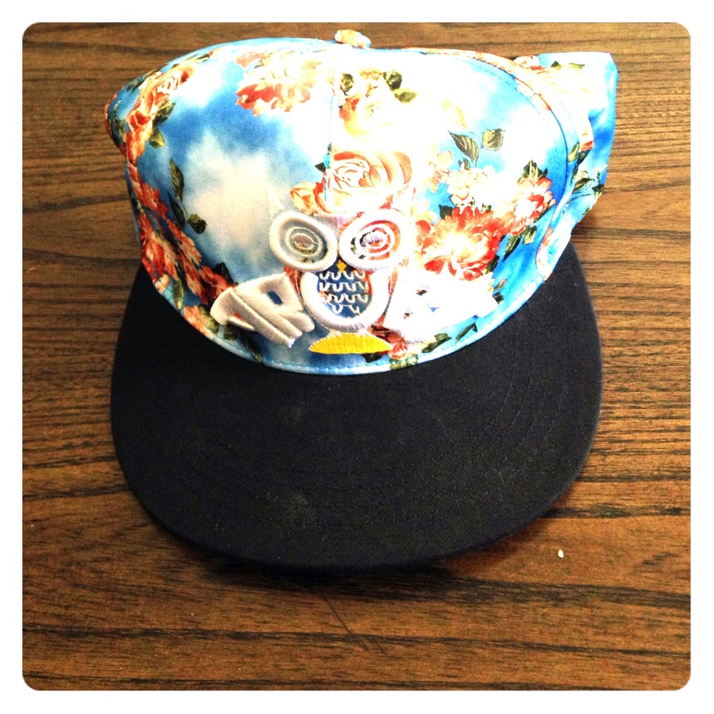 Vintage snapback floral sky Aruba Owl hat cap