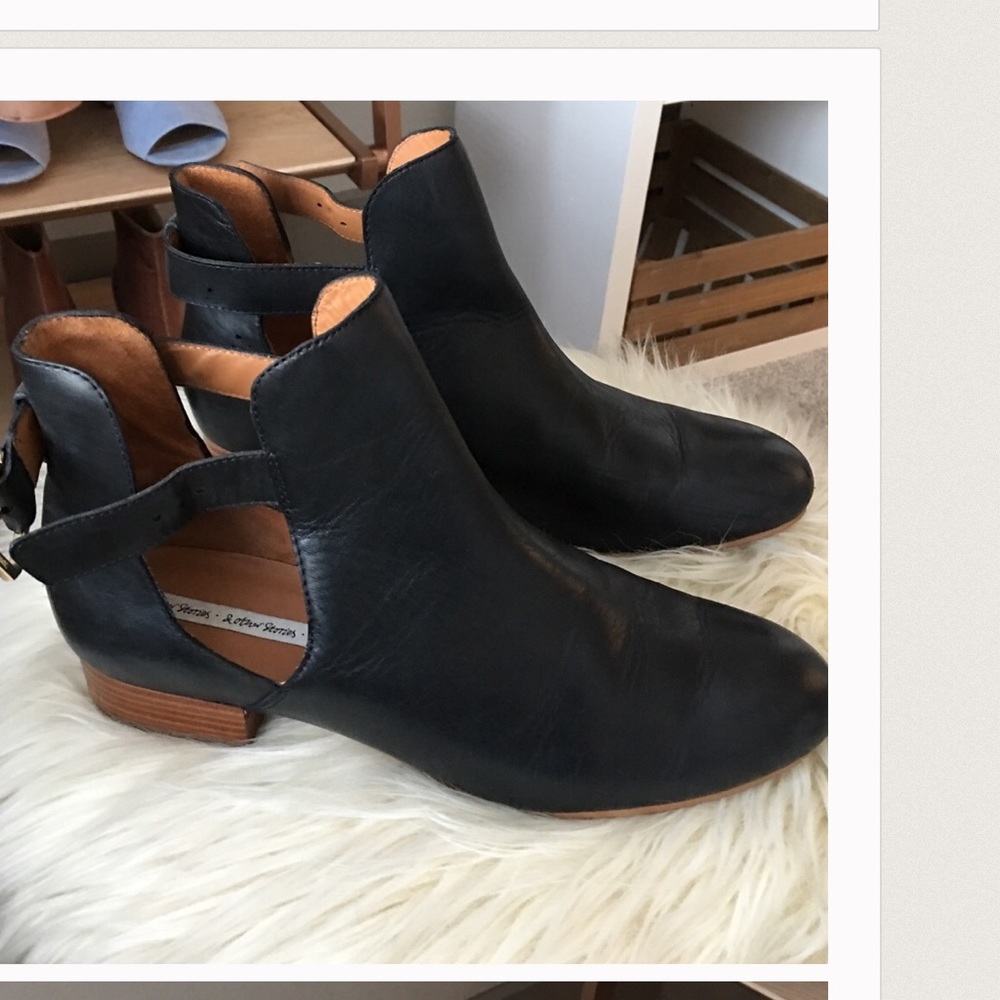 And Other Stories Black Leather Flat Ankle Boots