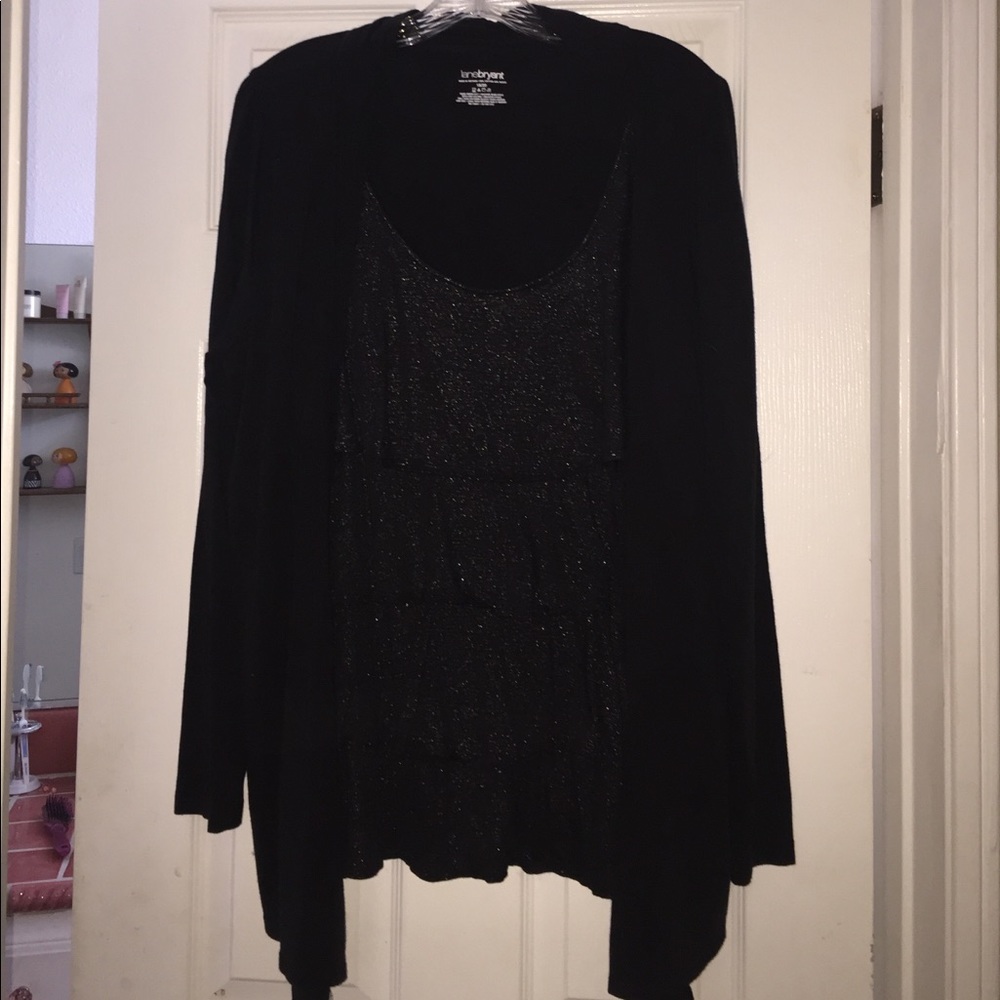 One piece king sleeved top with shimmers.