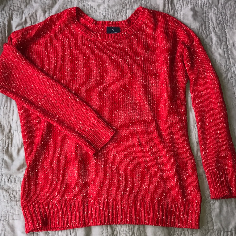 Red and gold sweater