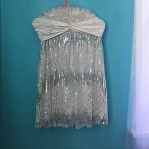 White Strapless Sequined Dress!