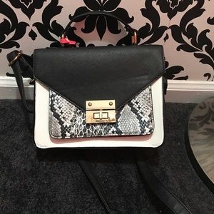 black/white/pink cross body