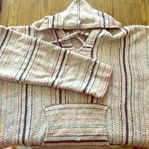 Poncho hoodie sweatshirt grey multi color