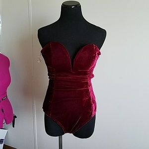 NWT Rare London velvet bodysuit