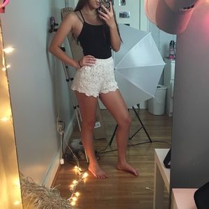 High-waisted Crochet Shorts