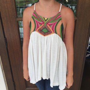 Free People embroidered top and low back