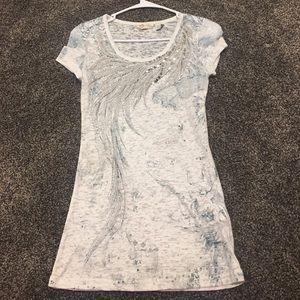 Miss me white shirt with blue accents