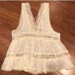 CREAM FREE PEOPLE INTIMATELY LACE CAMI