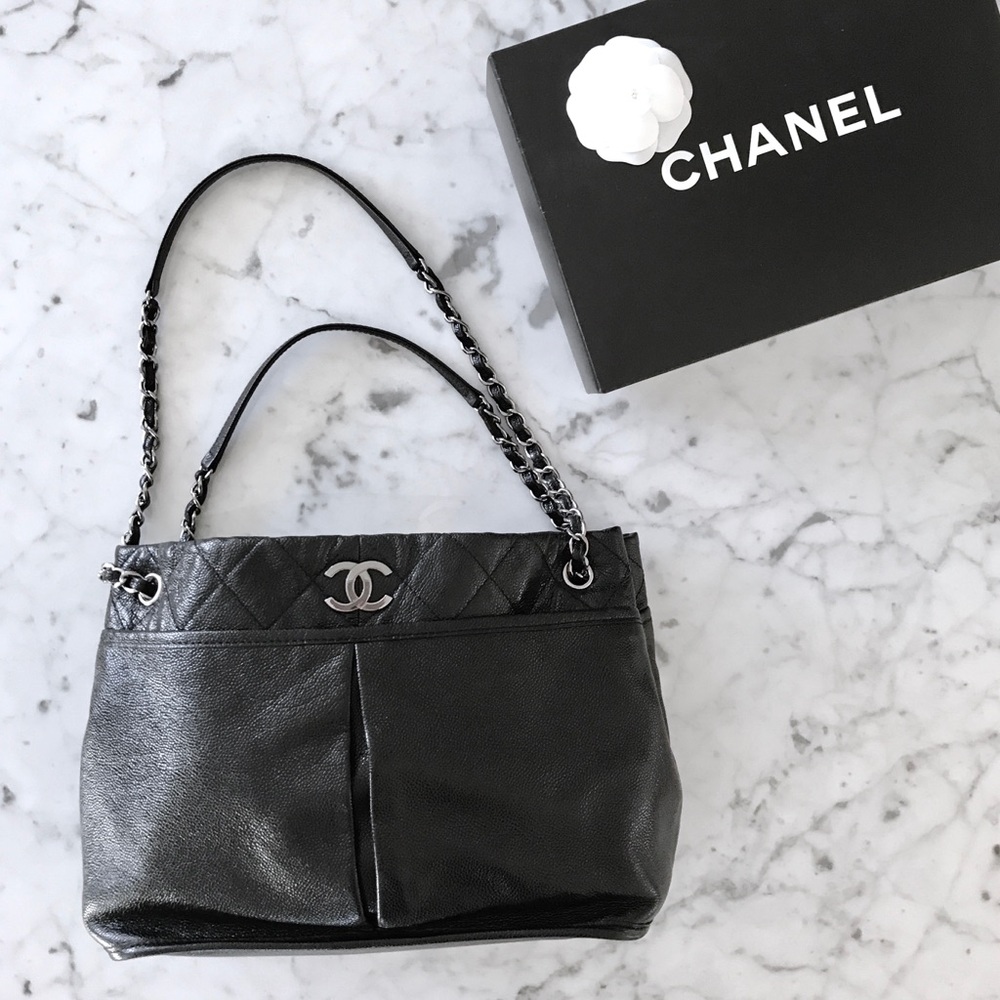 Chanel Black Caviar Leather Natural Beauty Tote