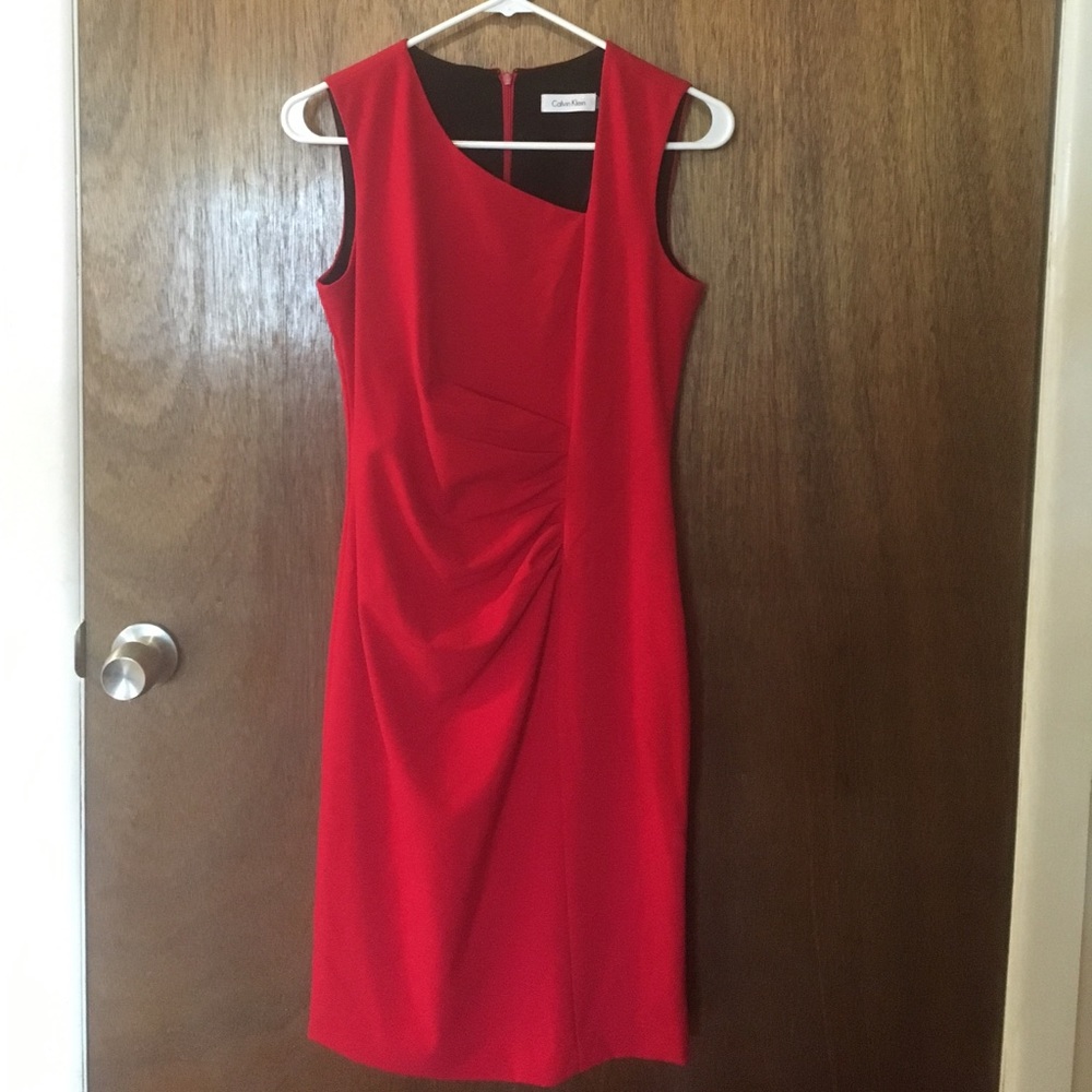Red Calvin Klein Fitted Dress