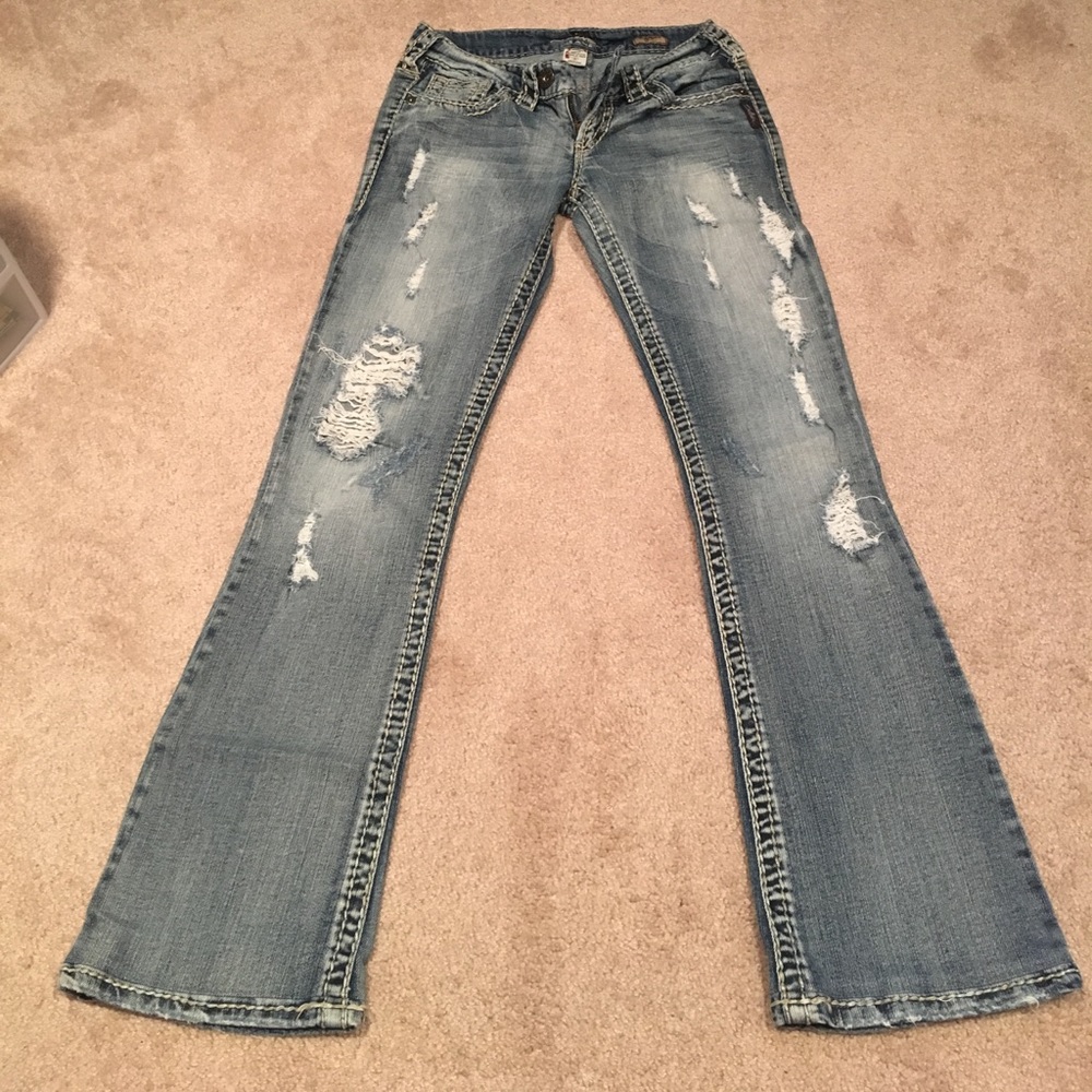Silver brand light wash distressed jeans