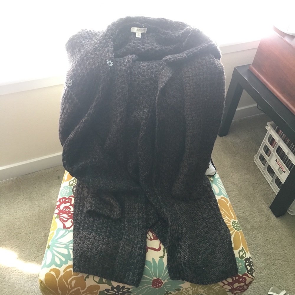 Black & brown marled duster sweater