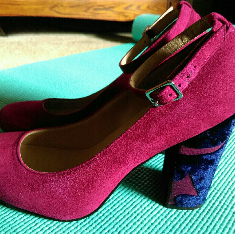 FARYLROBIN TESSA PINK SUEDE ANKLE STRAP PUMPS