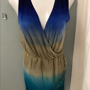 Fringe tie die dress