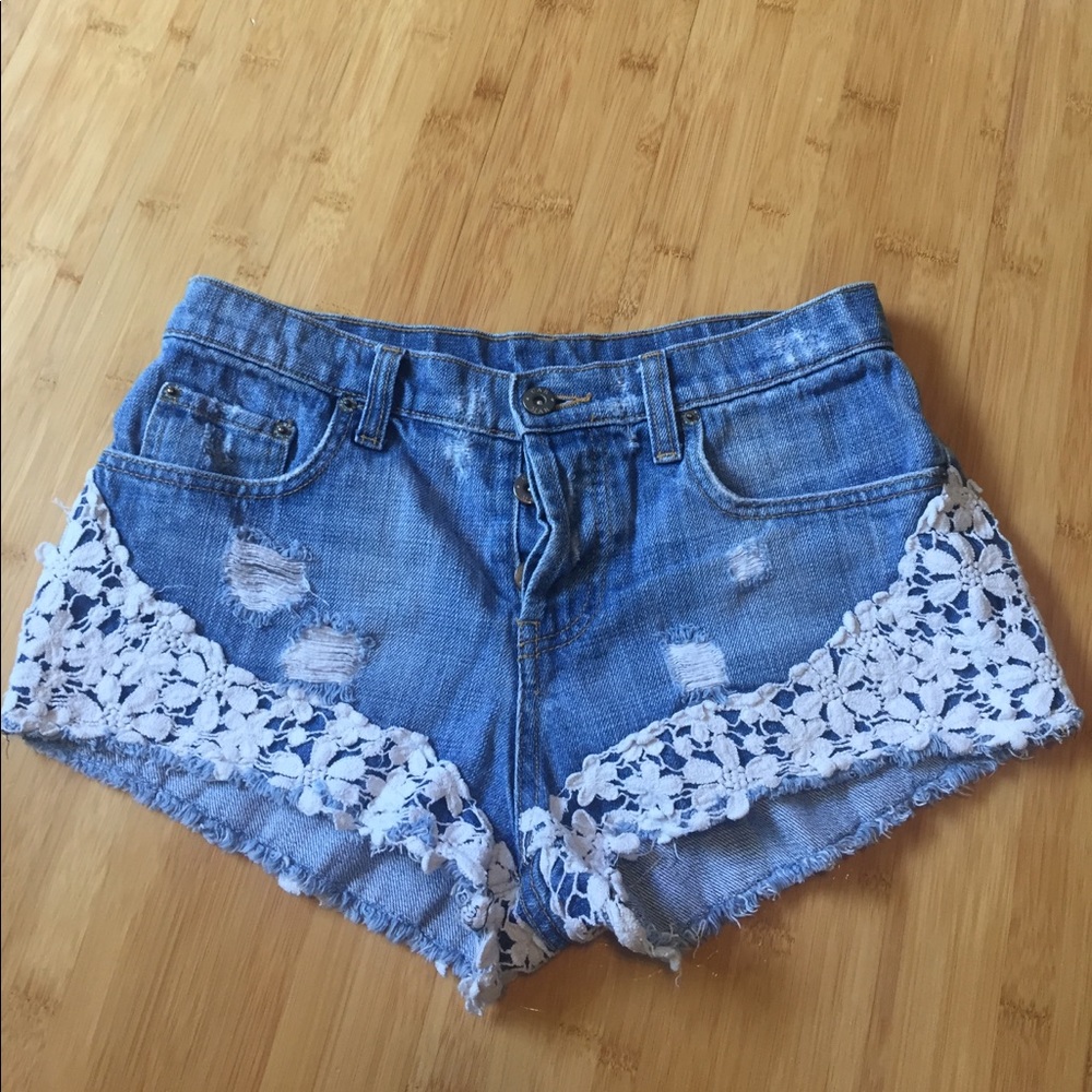 LF denim lace short