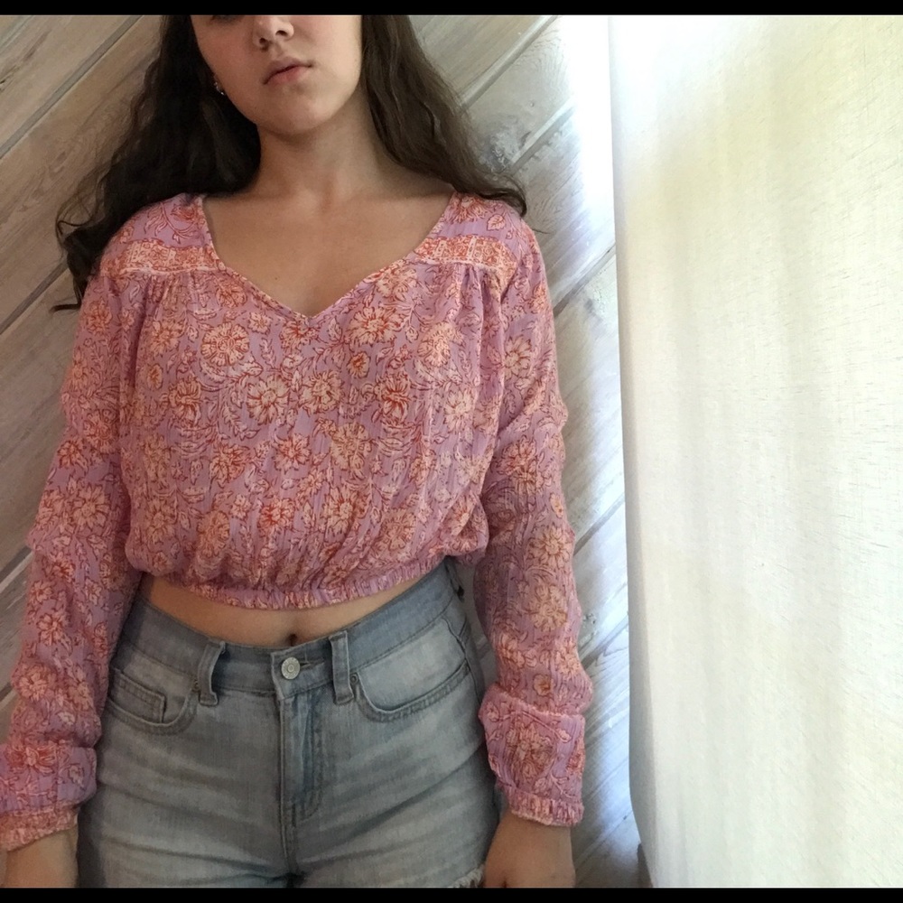 Long sleeve cropped blouse