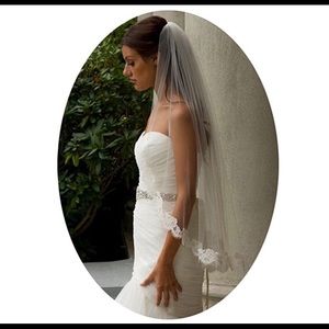Brand new Bridal veil with lace trim on the edges!