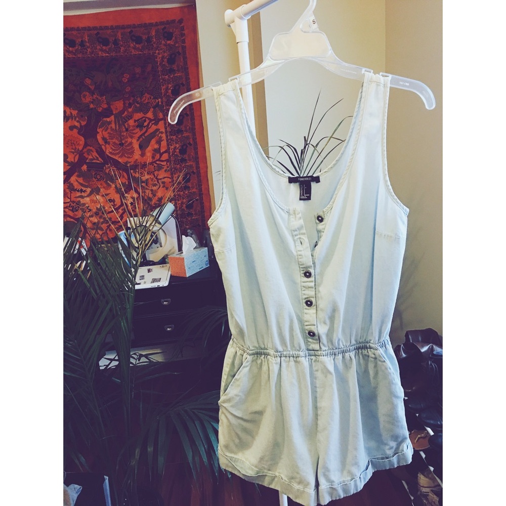 Faux denim romper
